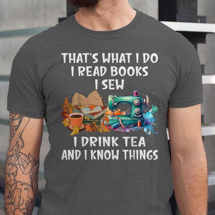 Sewing Reading Books Drinking Tea Sew Sewist Unisex Jersey T-Shirt
