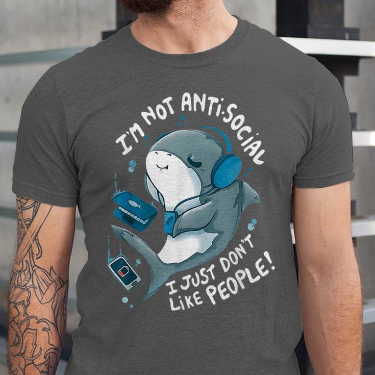 Shark Don’t Like People Antisocial Introvert Unisex Jersey T-Shirt