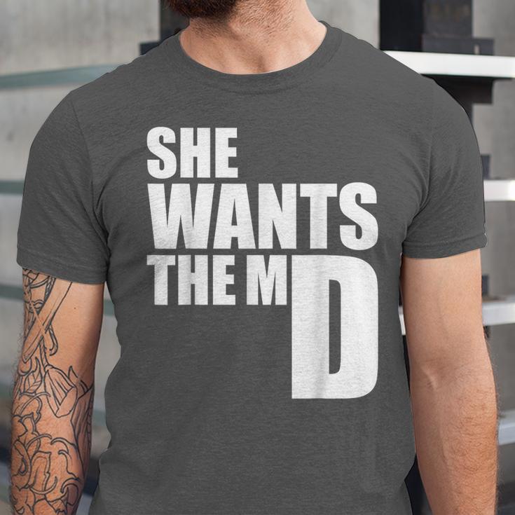She Wants The MD Shirt Medical Graduation Doctor Unisex Jersey T-Shirt