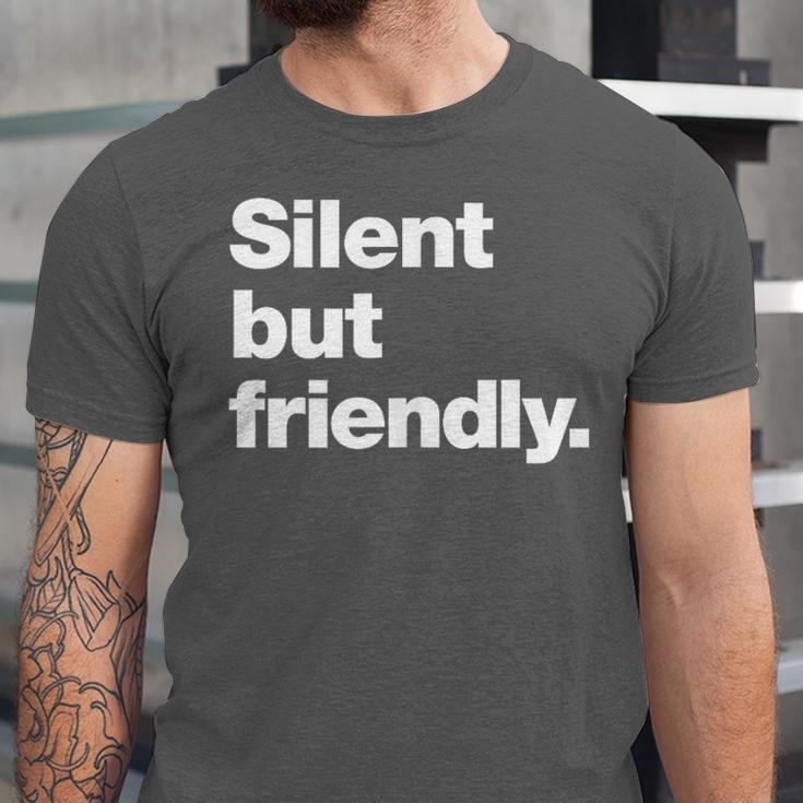 Silent But Friendly A Design For Introverts Unisex Jersey T-Shirt