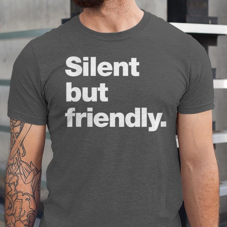 Silent But Friendly A Design For Introverts Unisex Jersey T-Shirt