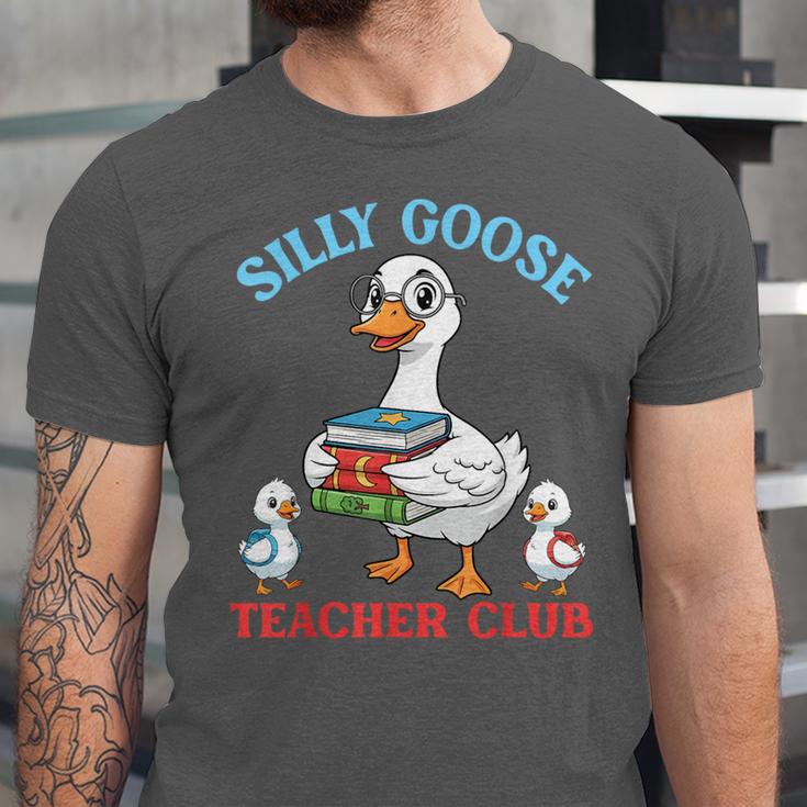 Silly Goose With Books Teacher Club School Educator Unisex Jersey T-Shirt