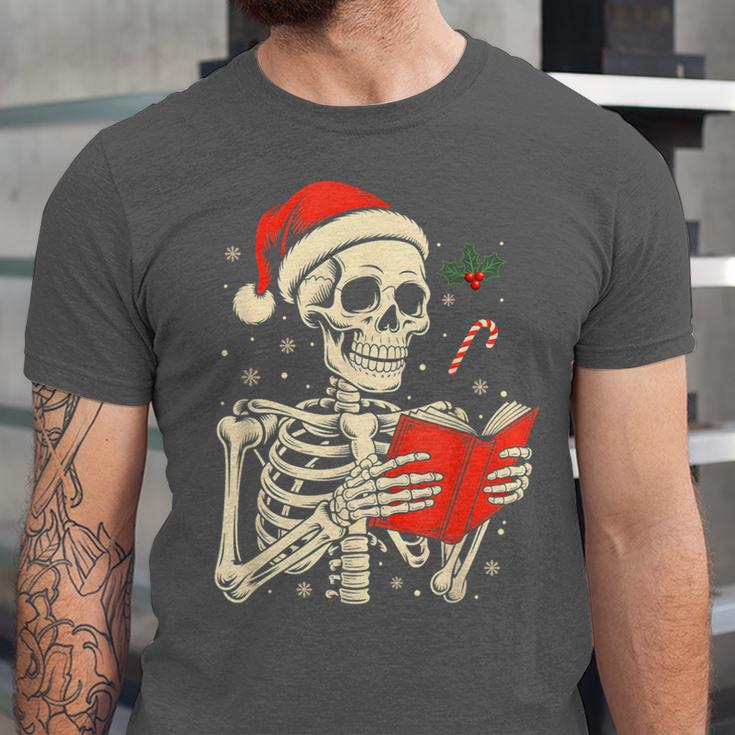 Skeleton Reading Book Christmas Teacher Librarian Book Lover Unisex Jersey T-Shirt Skeleton Reading Book Christmas Teacher Librarian Book Lover Unisex Jersey T-Shirt