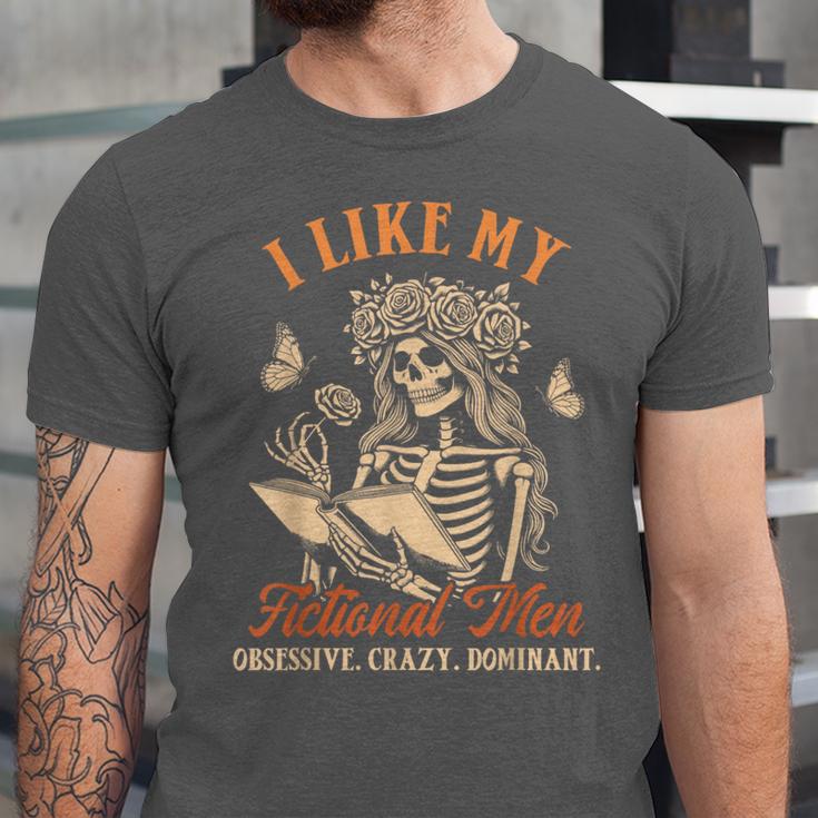 Smut Reader Spicy Book Dark Romance I Like My Fictional Men Unisex Jersey T-Shirt