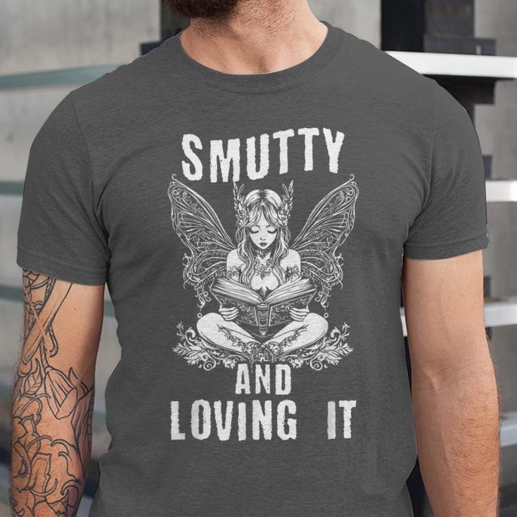Smutty And Loving It Dark Fantasy Spicy Book Lover Unisex Jersey T-Shirt Smutty And Loving It Dark Fantasy Spicy Book Lover Unisex Jersey T-Shirt