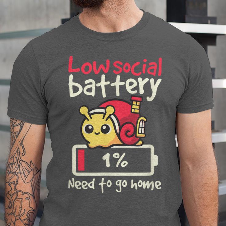 Snail Low Social Battery Need To Go Home Tee For Introvert Unisex Jersey T-Shirt Snail Low Social Battery Need To Go Home Tee For Introvert Unisex Jersey T-Shirt