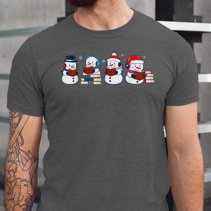Snowman Reading Books Teacher Librarian Bookworm Christmas Unisex Jersey T-Shirt Snowman Reading Books Teacher Librarian Bookworm Christmas Unisex Jersey T-Shirt