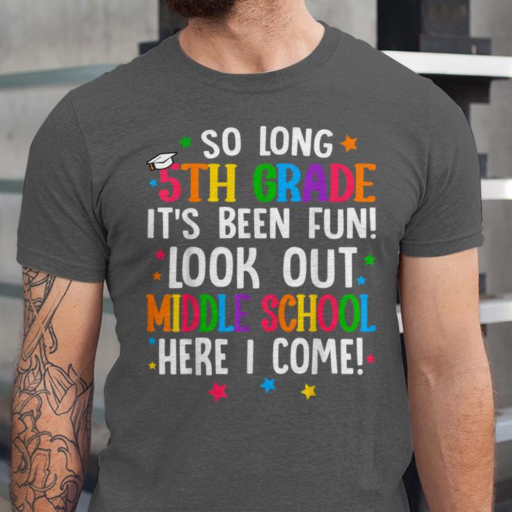 So Long 5th Grade Graduation Middle School Here I Come Kids Unisex Jersey T-Shirt