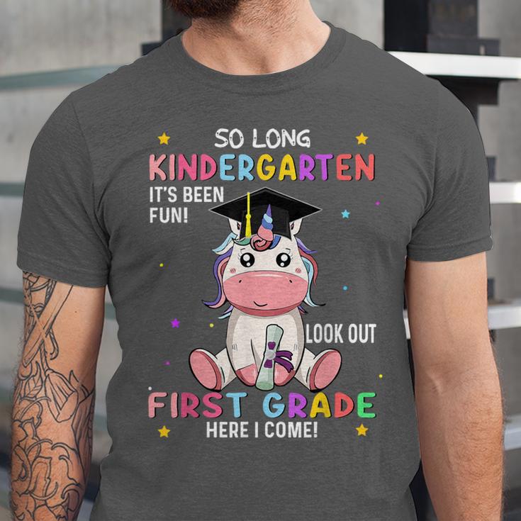 So Long Kindergarten Graduation Class 2025 Unicorn Girls Unisex Jersey T-Shirt