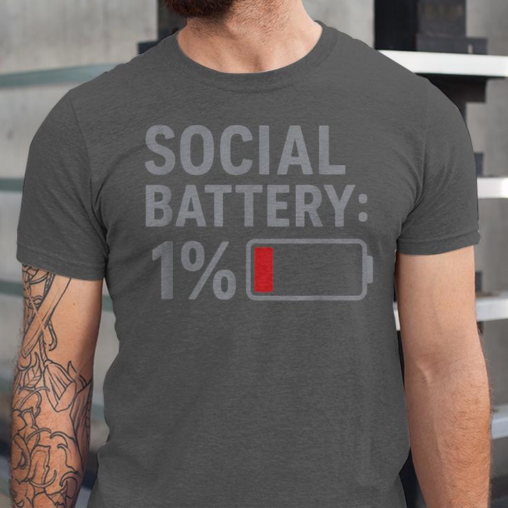 Social Battery 1 Percent Introvert Mood Minimalist Unisex Jersey T-Shirt