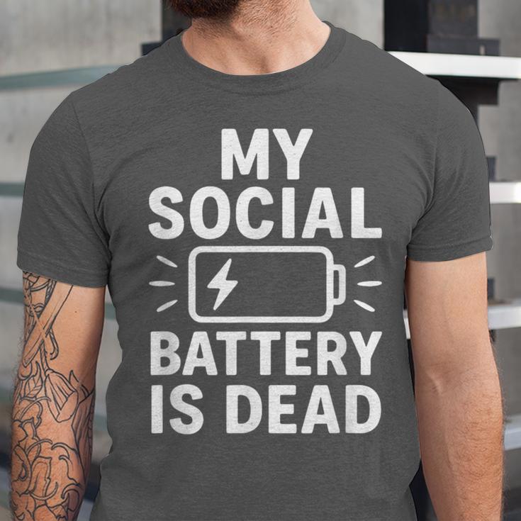 My Social Battery Is Dead Introvert Quote Unisex Jersey T-Shirt My Social Battery Is Dead Introvert Quote Unisex Jersey T-Shirt