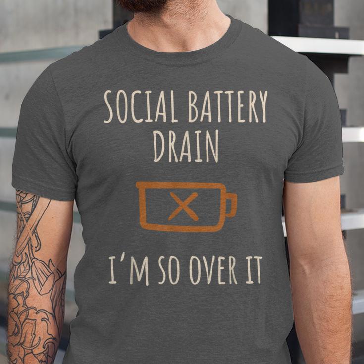 Social Battery Drain I'm So Over It Introvert Homebody Line Unisex Jersey T-Shirt Social Battery Drain I'm So Over It Introvert Homebody Line Unisex Jersey T-Shirt