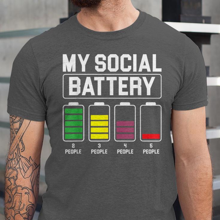 My Social Battery Introverted Low Energy Antisocial Unisex Jersey T-Shirt My Social Battery Introverted Low Energy Antisocial Unisex Jersey T-Shirt