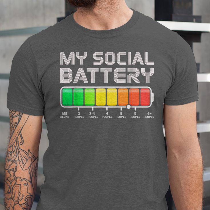 Social Battery Low Energy Antisocial Introvert Unisex Jersey T-Shirt