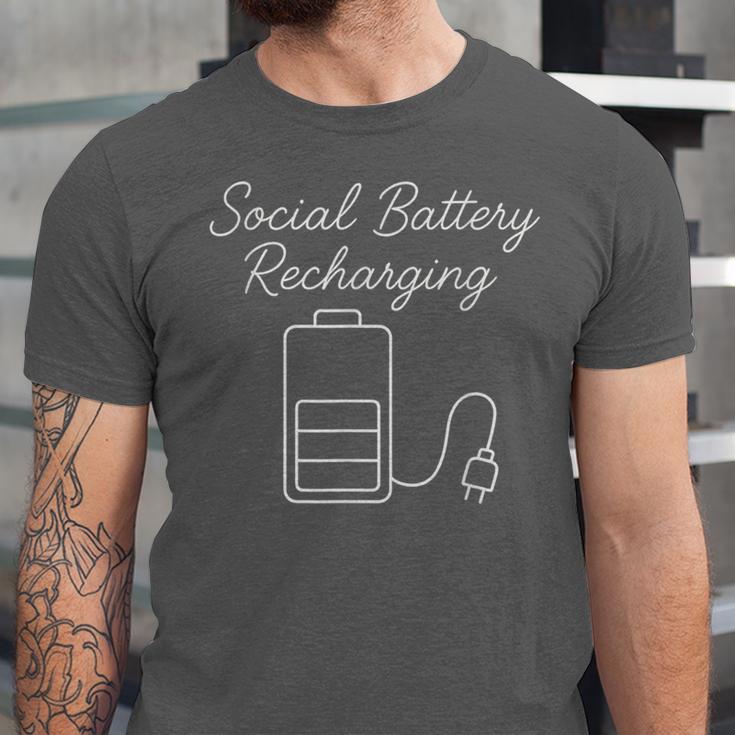Social Battery Recharging Introvert Minimalist Unisex Jersey T-Shirt Social Battery Recharging Introvert Minimalist Unisex Jersey T-Shirt