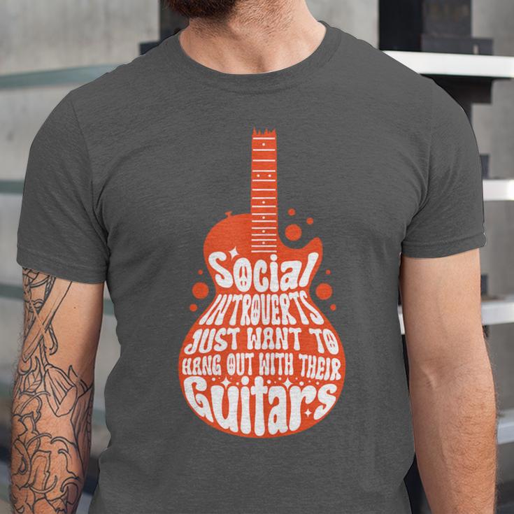 Social Introverts Hang Out With Guitars Musician Guitarist Unisex Jersey T-Shirt