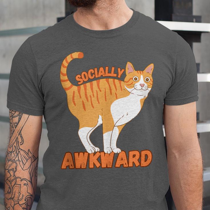 SOCIALLY AWKWARD FUNNY CAT ANTISOCIAL INTROVERT WEIRD Unisex Jersey T-Shirt