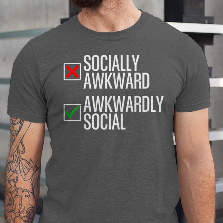 Socially Awkward Introvert Anxious Awkwardly Social Unisex Jersey T-Shirt Socially Awkward Introvert Anxious Awkwardly Social Unisex Jersey T-Shirt