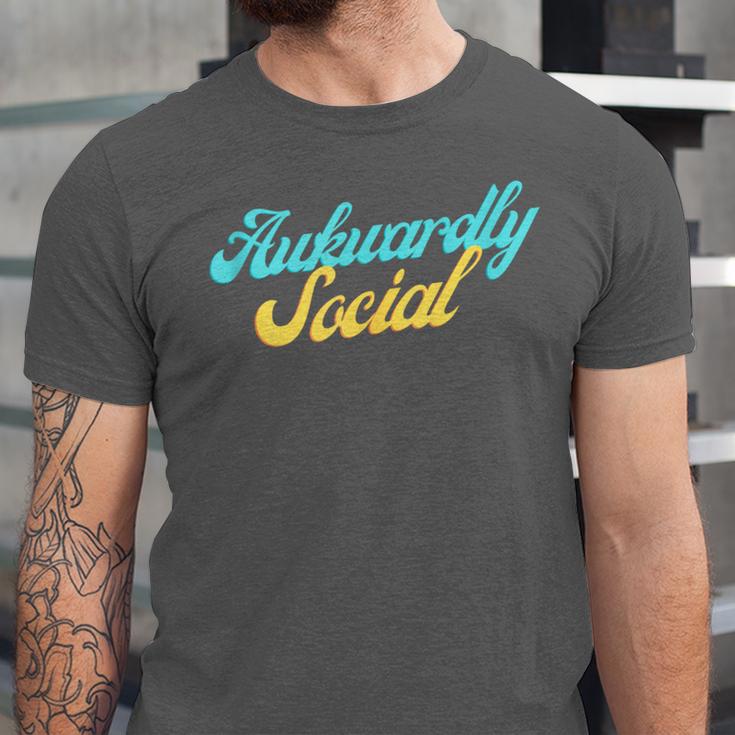 Socially Awkward Introvert Retro Anxious Awkwardly Social Unisex Jersey T-Shirt
