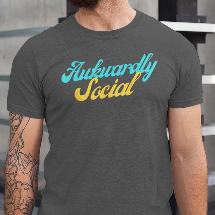 Socially Awkward Introvert Retro Anxious Awkwardly Social Unisex Jersey T-Shirt