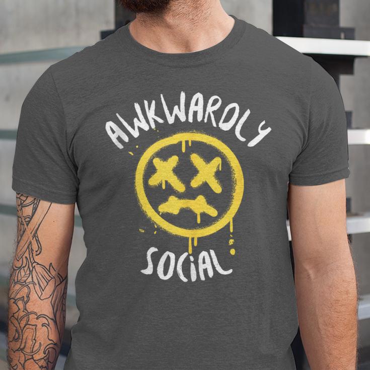 Socially Awkward Introvert Social Anxious Awkwardly Social Unisex Jersey T-Shirt Socially Awkward Introvert Social Anxious Awkwardly Social Unisex Jersey T-Shirt