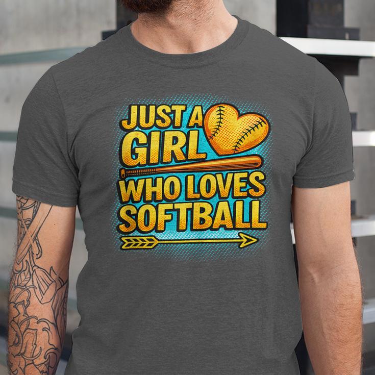 Softball Just A Girl Comic Book Style Graphic For Teens Unisex Jersey T-Shirt