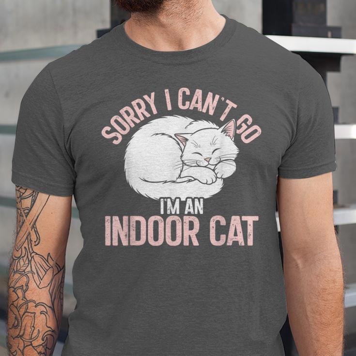 Sorry I Can't Go I'm An Indoor Cat Lazy Humor Introvert Cat Unisex Jersey T-Shirt Sorry I Can't Go I'm An Indoor Cat Lazy Humor Introvert Cat Unisex Jersey T-Shirt
