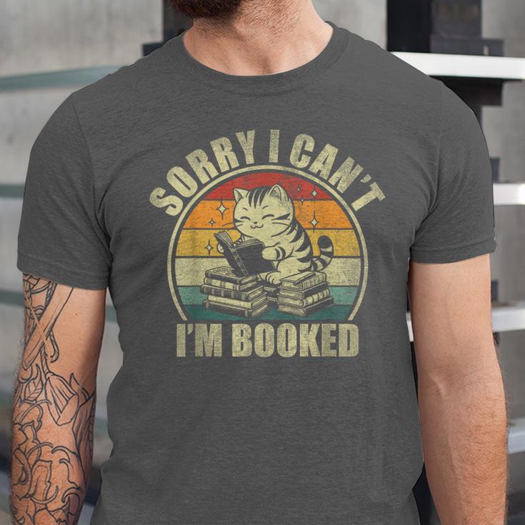 Sorry I Can't I'm Booked Reading For Cat Lover For Men Women Unisex Jersey T-Shirt