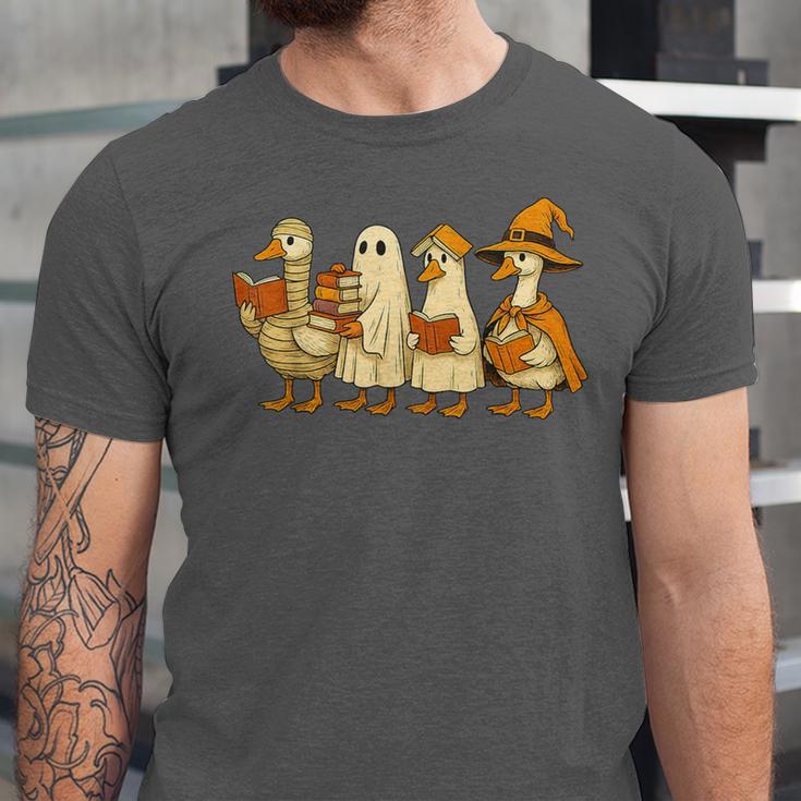 Spooky Halloween Book Lover Halloween Reading Goose Unisex Jersey T-Shirt