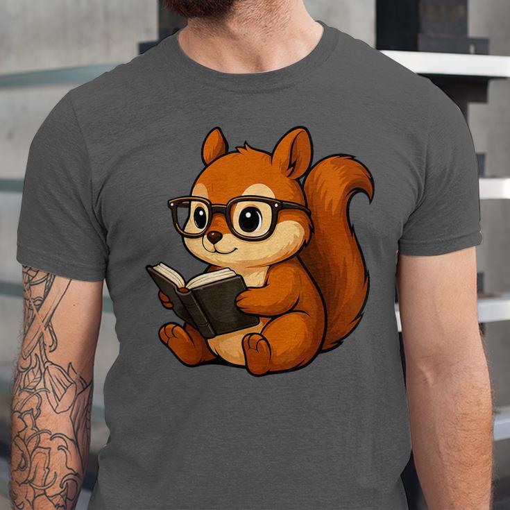 Squirrel Reading Book Lover Unisex Jersey T-Shirt