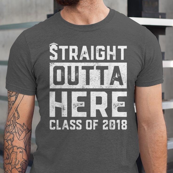 Straight Outta Here Class Of 2018 Senior Graduation Unisex Jersey T-Shirt