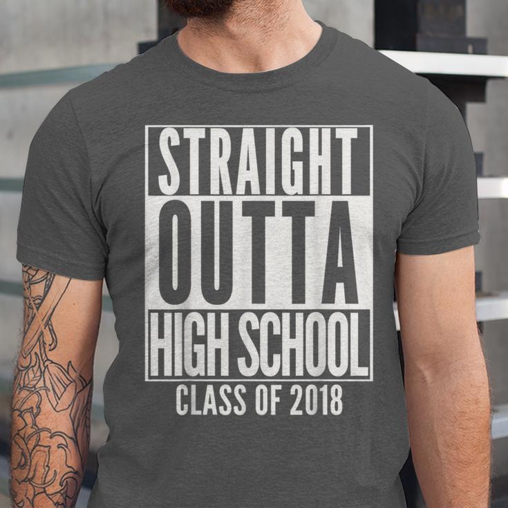 STRAIGHT OUTTA HIGH SCHOOL 2018 Grad Graduation Unisex Jersey T-Shirt