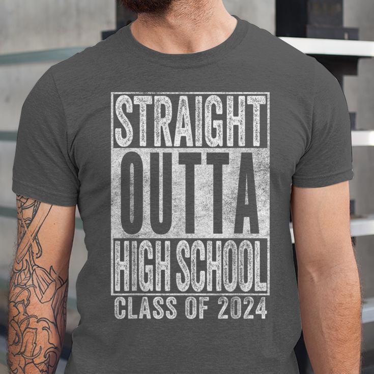 STRAIGHT OUTTA HIGH SCHOOL Graduation Class Of 2024 Senior Unisex Jersey T-Shirt