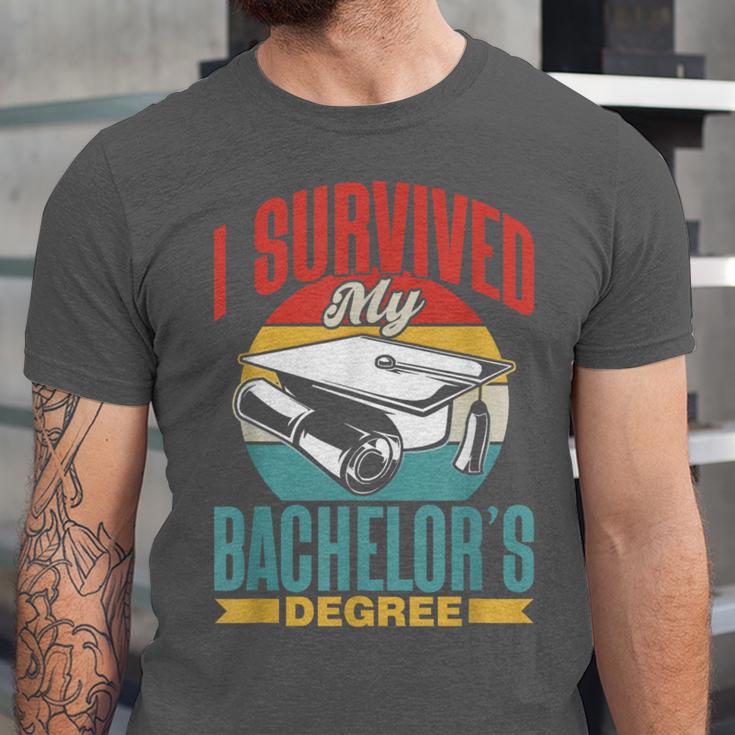 I Survived My Bachelor's Degree Party Bachelor Graduation Unisex Jersey T-Shirt