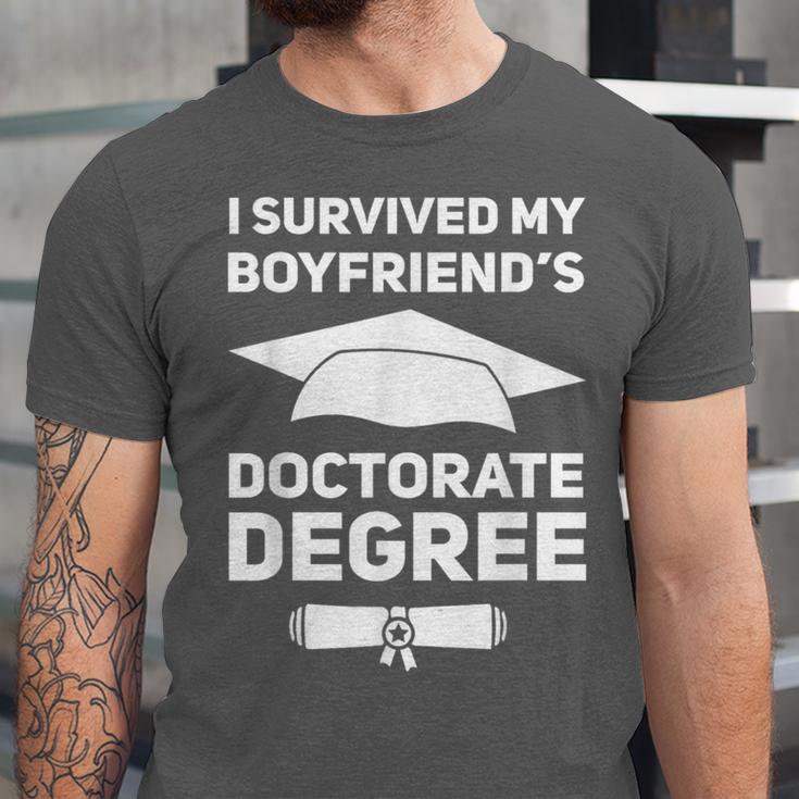 I Survived My Boyfriend's Doctorate Degree Graduation Unisex Jersey T-Shirt