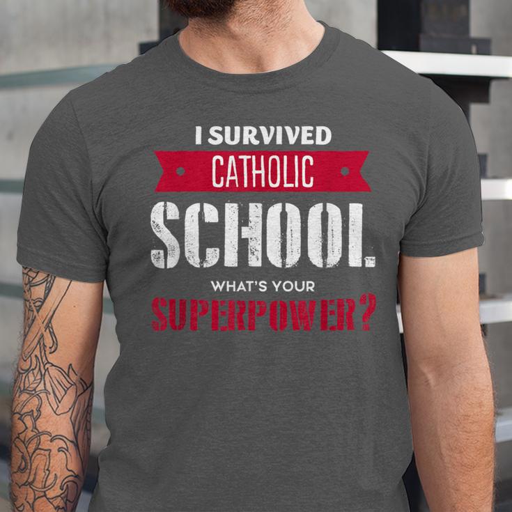 I Survived Catholic School Shirt Catholic Graduation Unisex Jersey T-Shirt