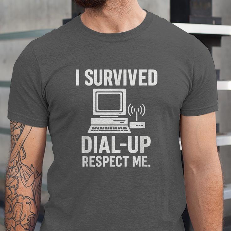 I Survived Dial-Up Internet – Retro 90s Nostalgia Unisex Jersey T-Shirt