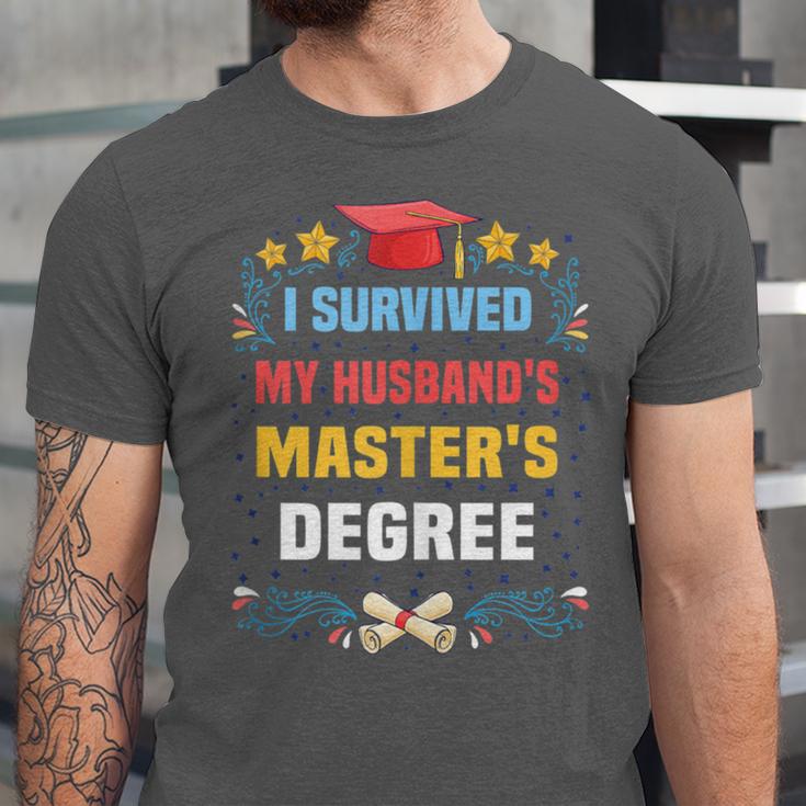 I Survived My Husband's Masters Degree Graduation Unisex Jersey T-Shirt