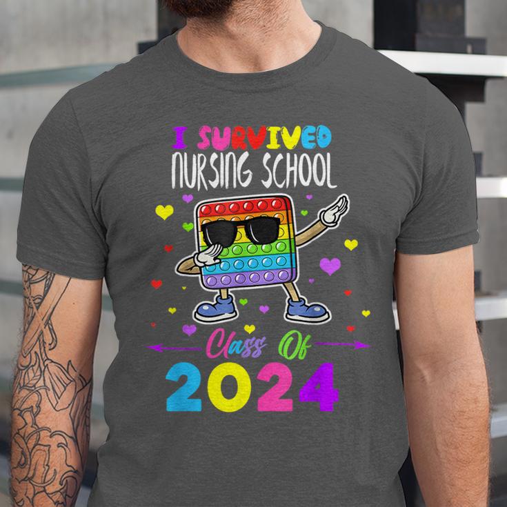 I Survived Nursing School Of 2024 Student Graduation 2024 Unisex Jersey T-Shirt