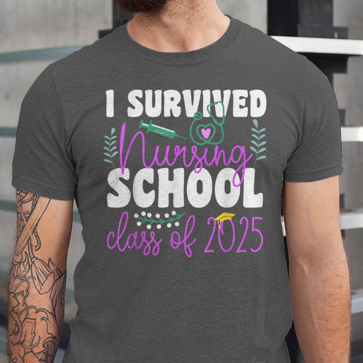 I Survived Nursing School Class Of 2025 New Nurse Graduation Unisex Jersey T-Shirt