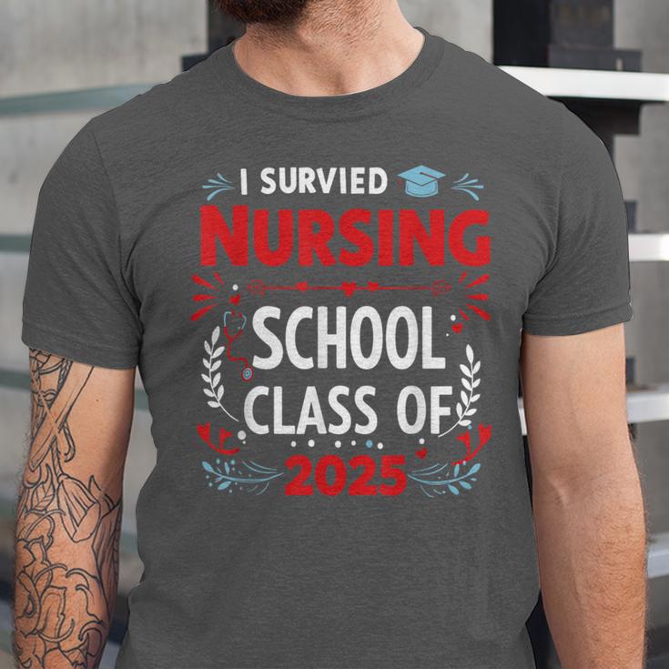 I Survived Nursing School Class Of 2025 Nurse Graduation Unisex Jersey T-Shirt
