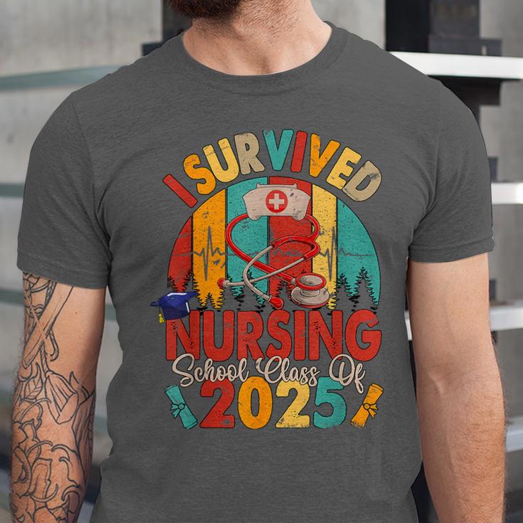 I Survived Nursing School Class Of 2025 Proud Graduation Unisex Jersey T-Shirt