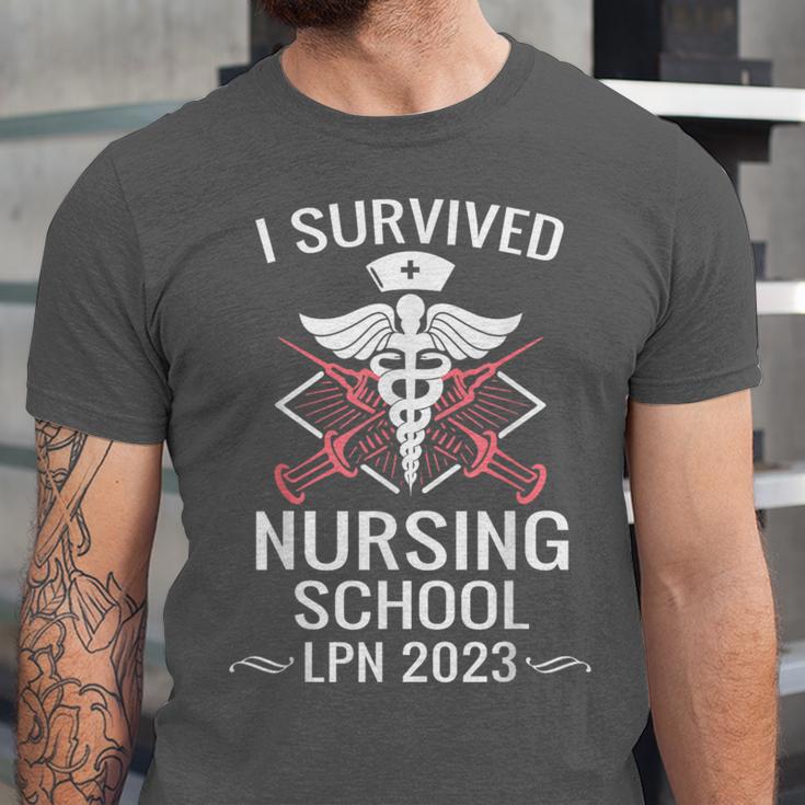 I Survived Nursing School LPN Class Of 2023 Nurse Graduation Unisex Jersey T-Shirt