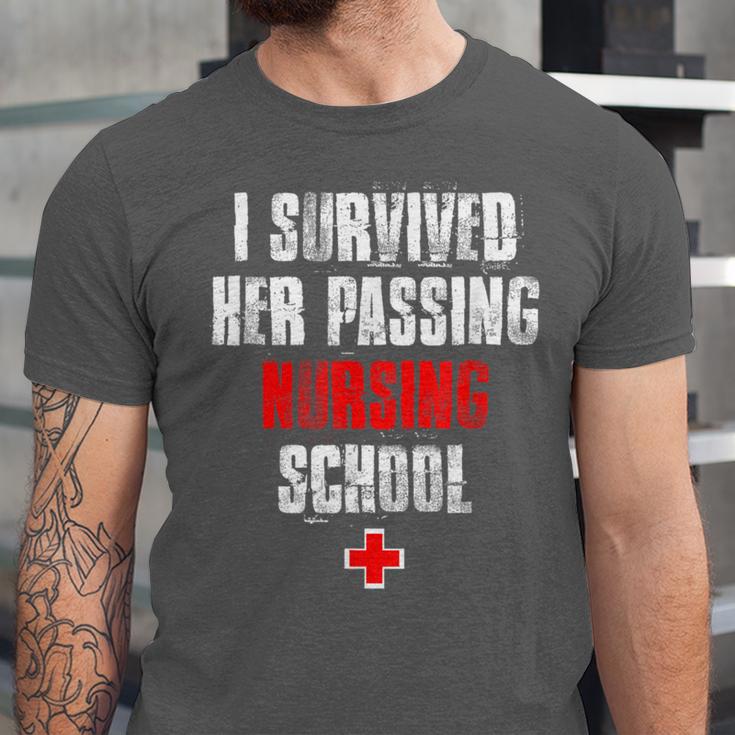 I Survived Her Passing Nursing School Graduation Unisex Jersey T-Shirt