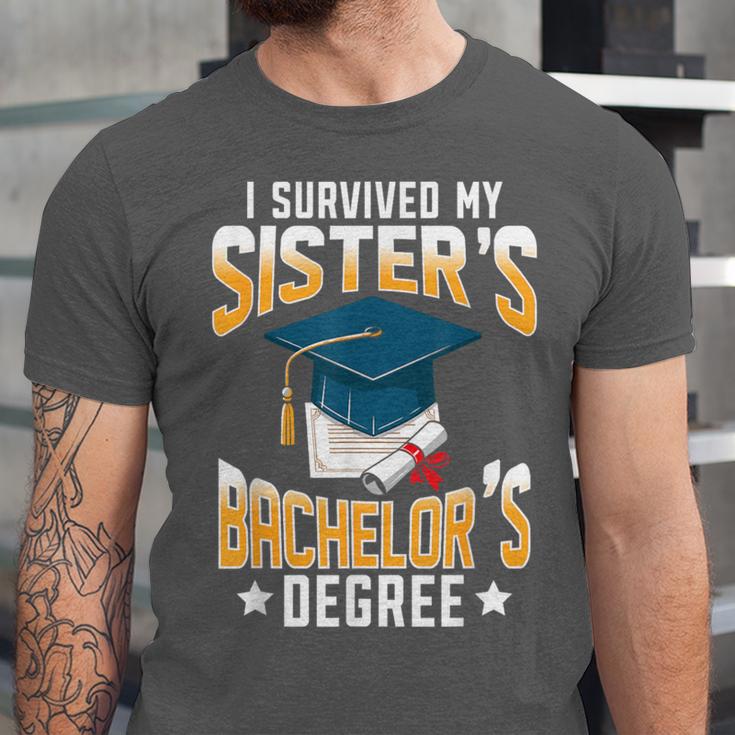 i Survived My Sisters Bachelor's Degree Graduation Gifts Unisex Jersey T-Shirt
