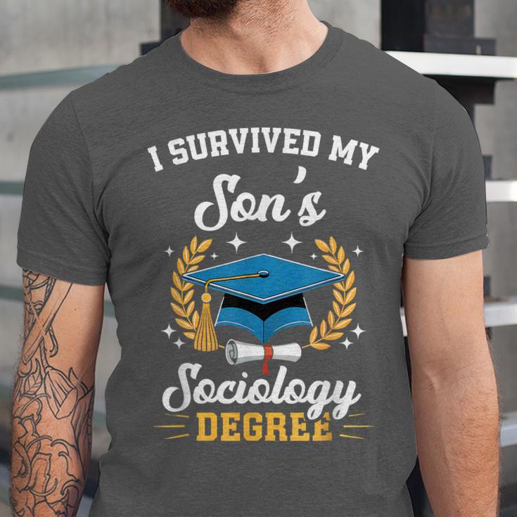 I Survived My Son's Sociology Degree Graduation Unisex Jersey T-Shirt