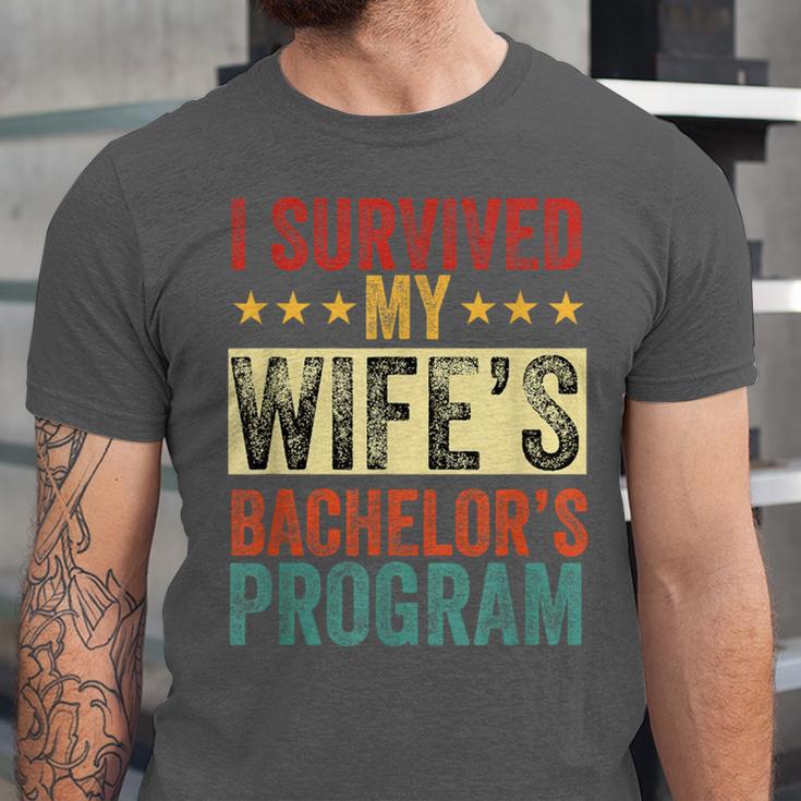 i Survived My Wife Bachelor's Degree Wife Graduation Unisex Jersey T-Shirt