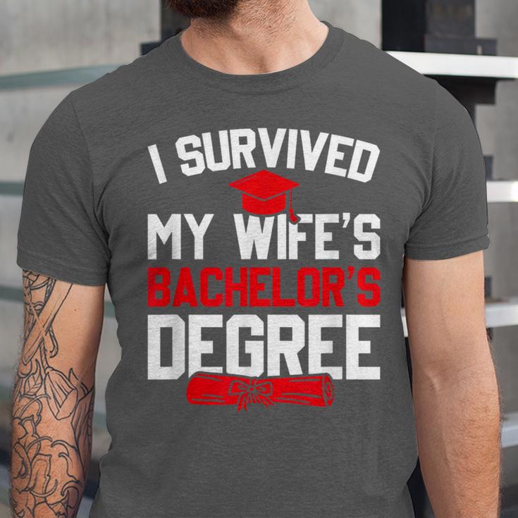 I Survived My Wife's Bachelor's Degree Graduation Unisex Jersey T-Shirt