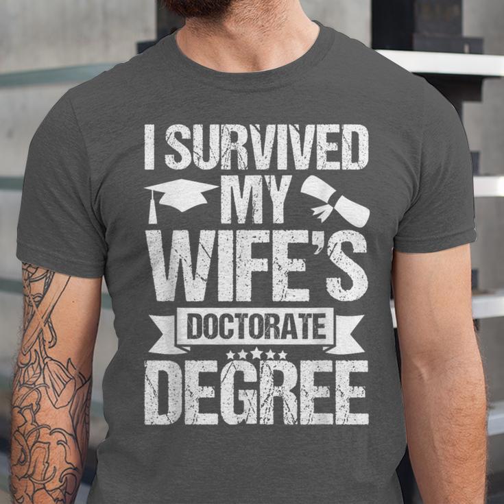 I Survived My Wifes Doctorate Degree Graduation Unisex Jersey T-Shirt