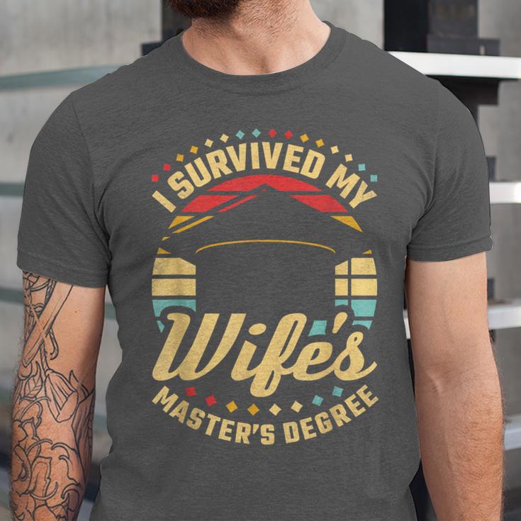 Survived My Wife's Master's Degree College Graduation Unisex Jersey T-Shirt